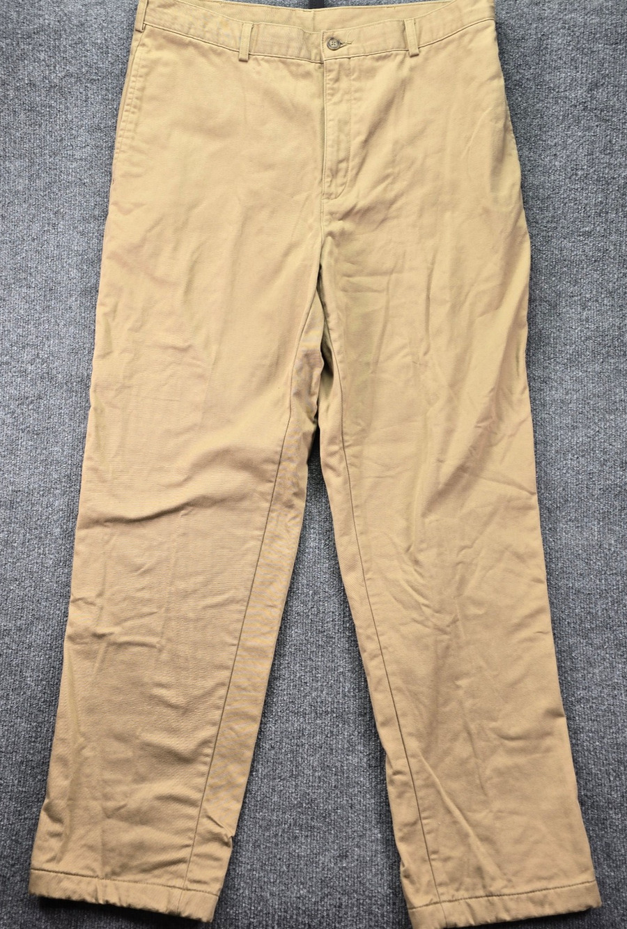 LL Bean Pants Mens 37x32 (36x32) Khaki Flannel Plaid Lined Natural Chinos Cotton
